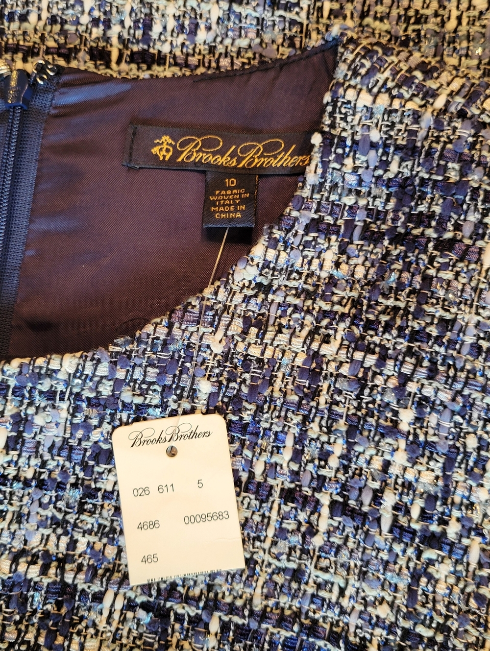 Brooks Brothers Blue Tweed Sleeveless A-Line Dress NWT Size 10 - Picture 3 of 6